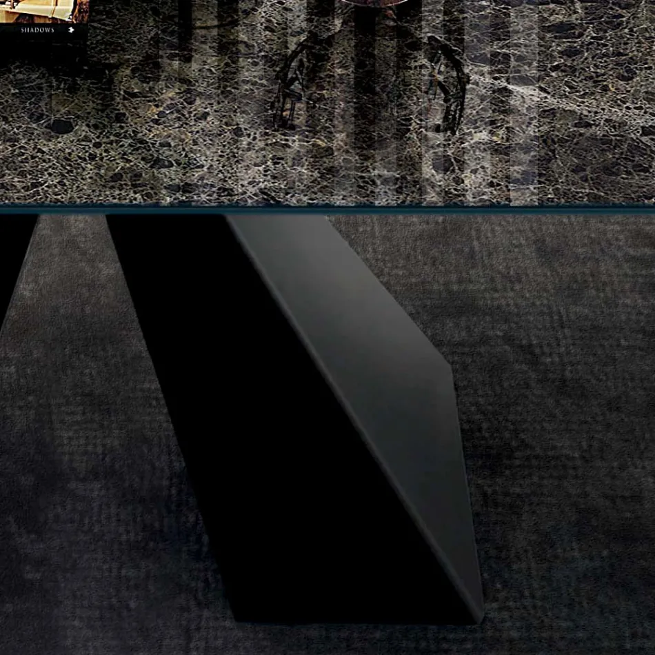 Tavolinë me Extensione të Integruara në Qeramikë dhe Çelik Prodhuar në Itali - Dalmatë Viadurini