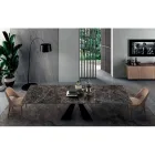 Tavolinë me Extensione të Integruara në Qeramikë dhe Çelik Prodhuar në Itali - Dalmatë Viadurini