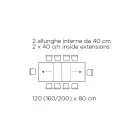 Tavolinë me zgjatime të brendshme dhe buzë të palosshme në laminat Made in Italy - Gordito Viadurini