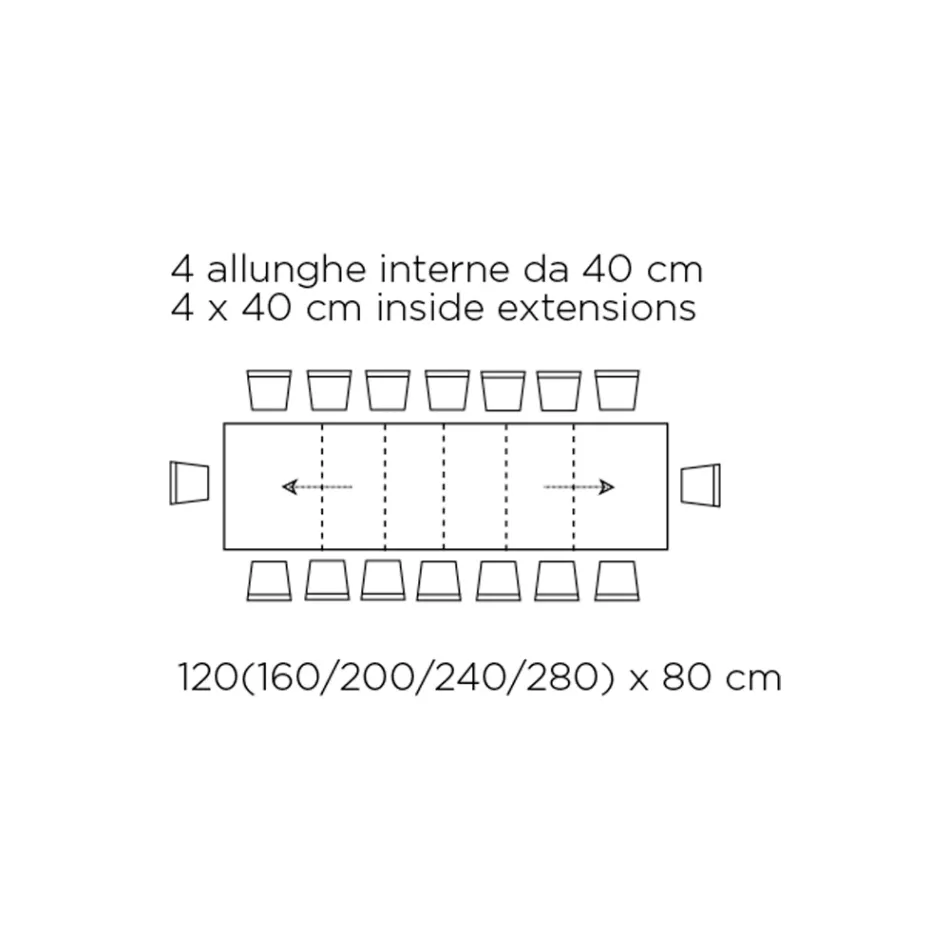 Tavolinë me zgjatime të brendshme dhe buzë të palosshme në laminat Made in Italy - Gordito Viadurini