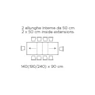 Tavolinë me zgjatime të brendshme dhe buzë të palosshme në laminat Made in Italy - Gordito Viadurini