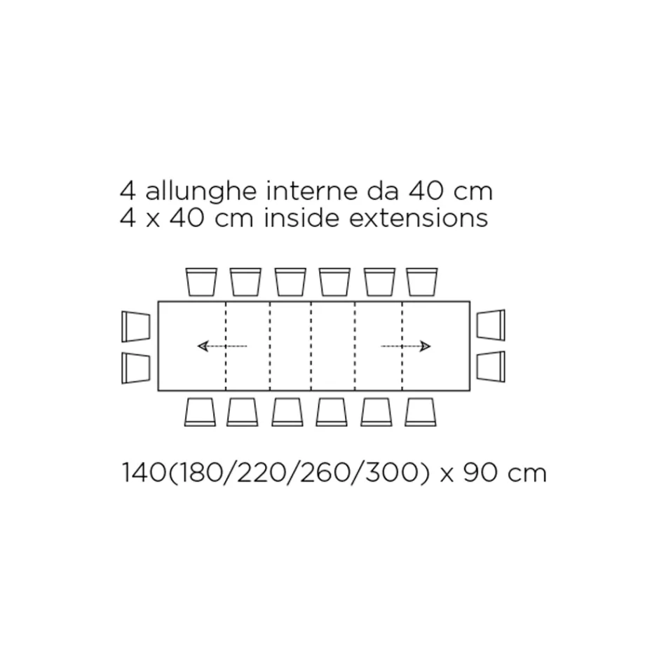 Tavolinë me zgjatime të brendshme dhe buzë të palosshme në laminat Made in Italy - Gordito Viadurini