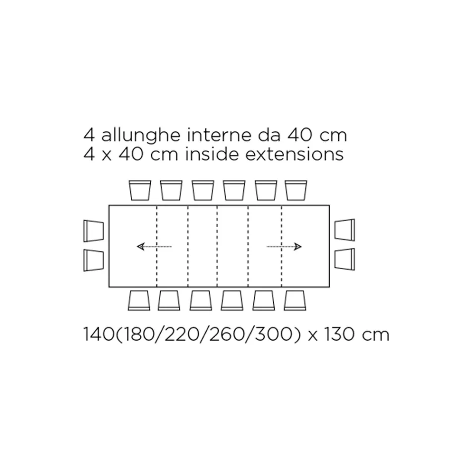 Tavolinë me zgjatime të brendshme dhe buzë të palosshme në laminat Made in Italy - Gordito Viadurini