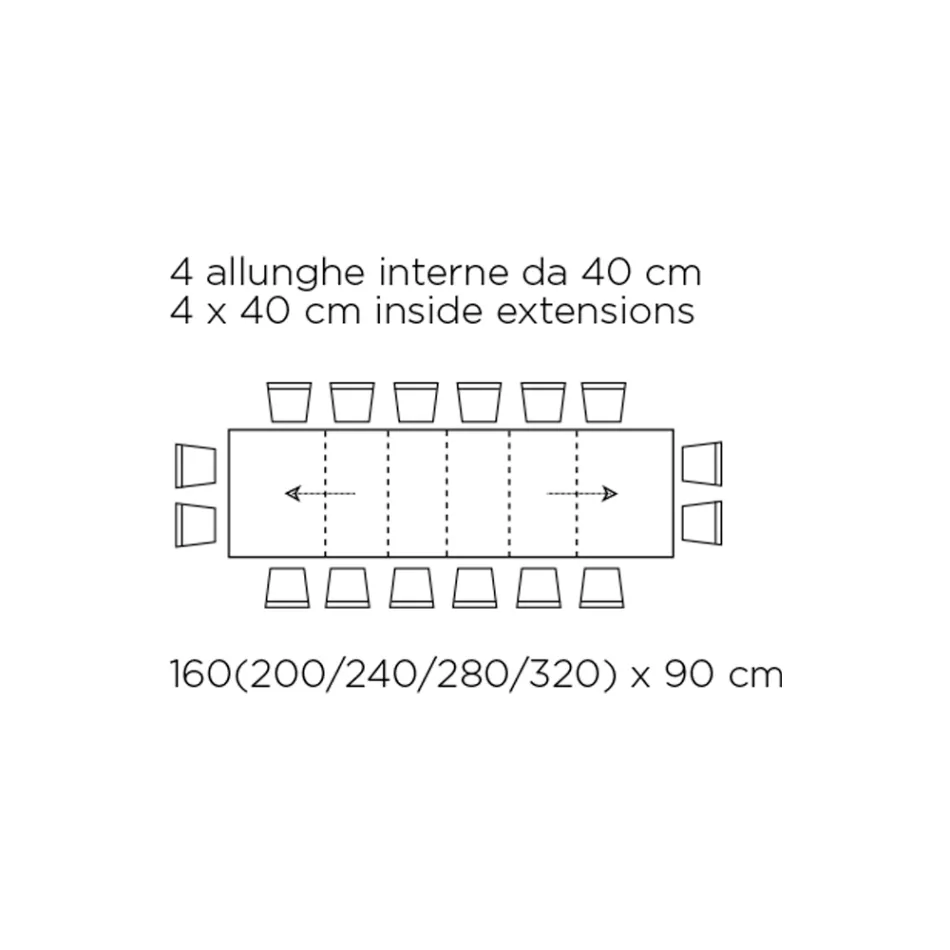 Tavolinë me zgjatime të brendshme dhe buzë të palosshme në laminat Made in Italy - Gordito Viadurini