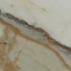 Tavolinë me bazë druri dhe sipër qeramike Calacatta Hermitage - Infinity Viadurini