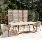 Tavolinë me bazë druri dhe majë qeramike Chianca nga Ostuni - Infinity Viadurini