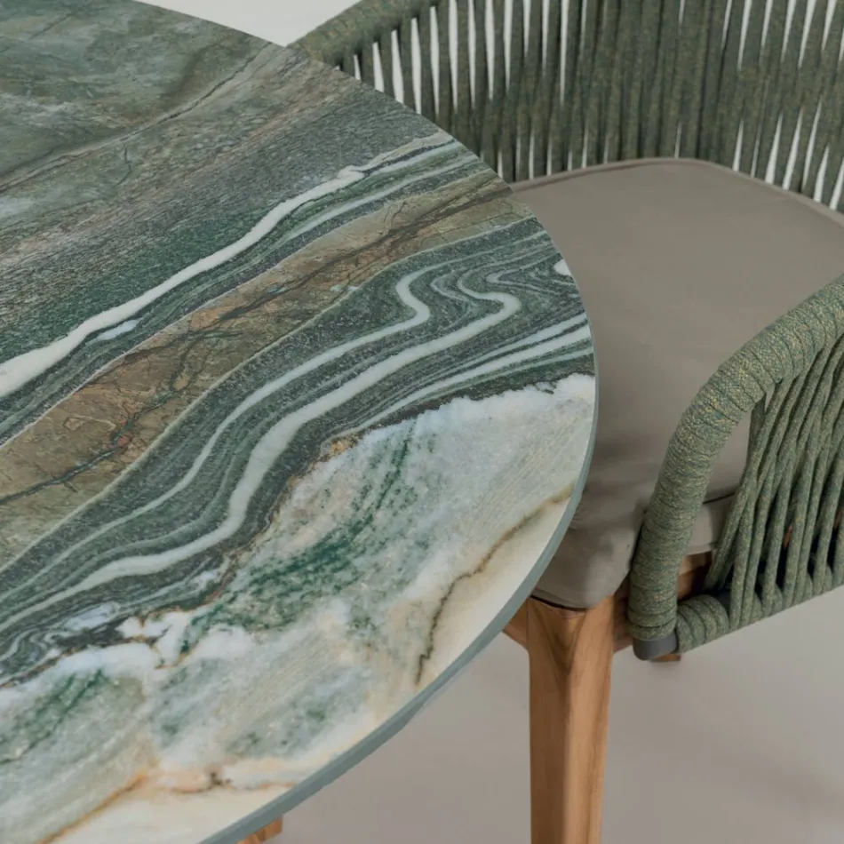 Tavolinë me majë qeramike dhe bazë tik Prodhuar në Itali - Përkrenare Viadurini