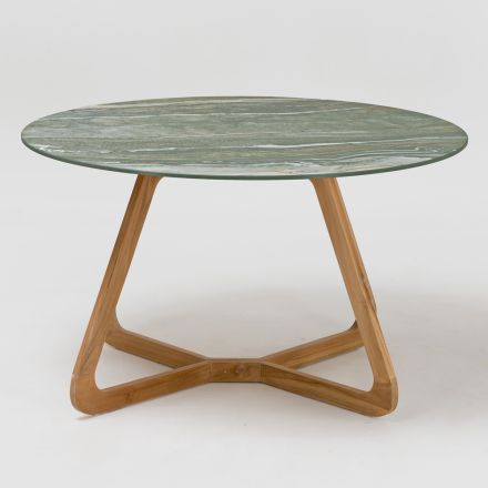 Tavolinë me majë qeramike dhe bazë tik Prodhuar në Itali - Përkrenare Viadurini