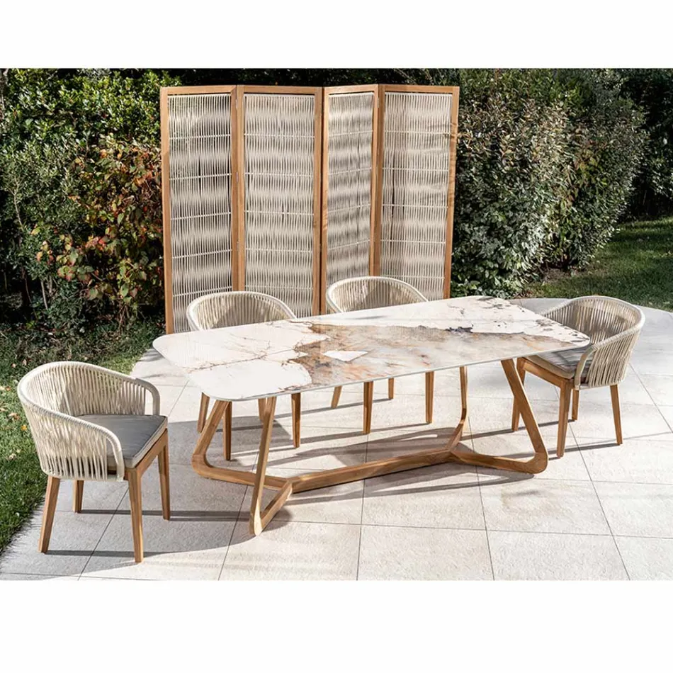 Tavoline me maje qeramike dhe baze te forte tik Made in Italy - Bluze Viadurini