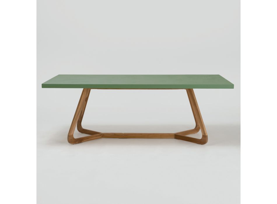 Tavolinë me majë Okumè me finiturë Microcement Made in Italy - Bluzë Viadurini