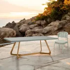 Tavolinë me majë Okumè me finiturë Microcement Made in Italy - Bluzë Viadurini