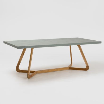 Tavolinë me majë Okumè me finiturë Microcement Made in Italy - Bluzë Viadurini