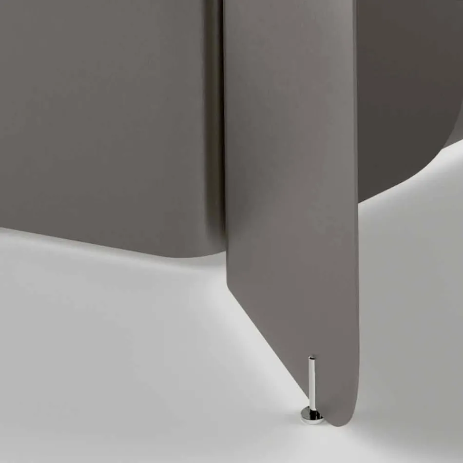 Tavolinë me majë xhami në formë dhe bazë metalike të lakuar - Piacere Viadurini