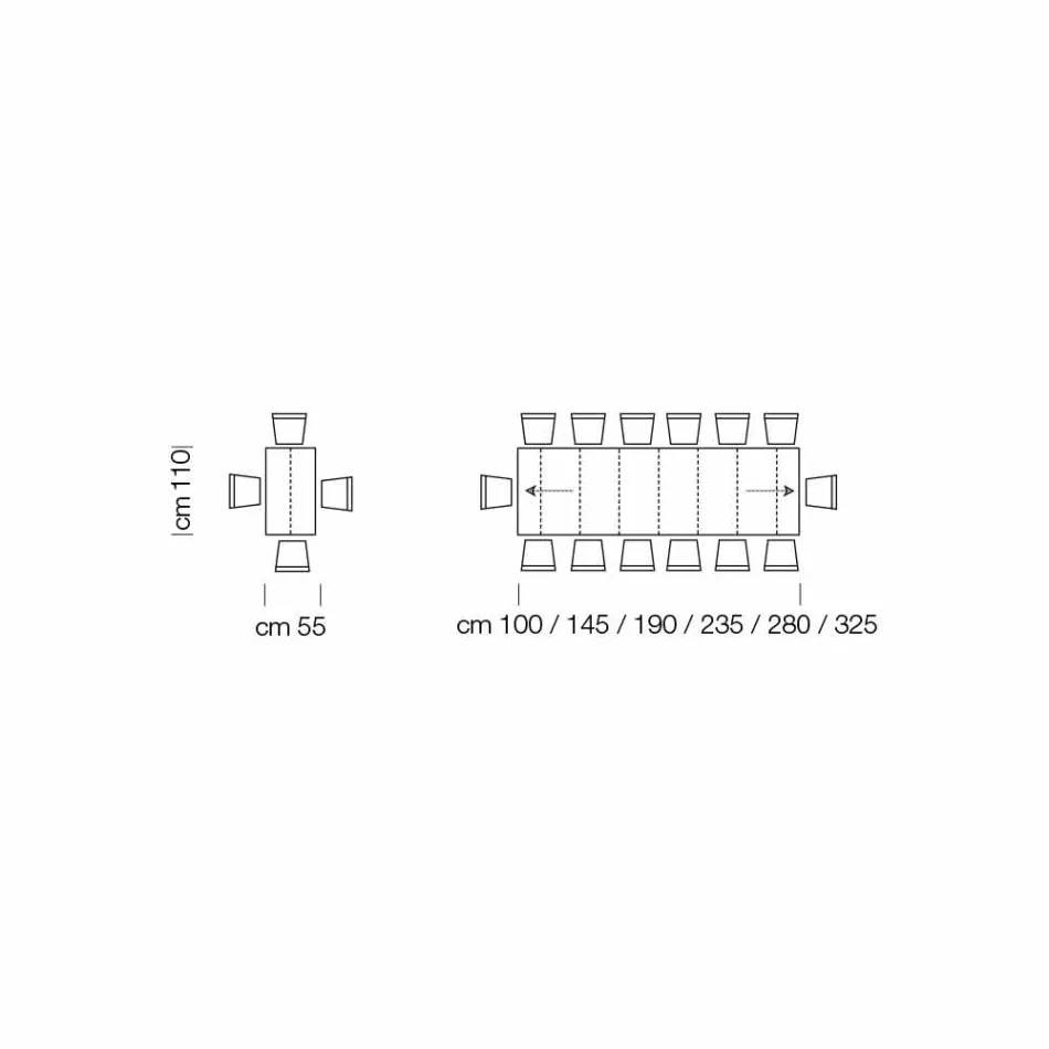 Tavolinë konsole e zgjerueshme deri në 325 cm në melaminë Prodhuar në Itali - Settimmio Viadurini