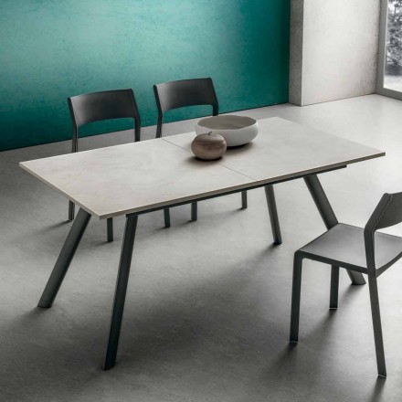 Tavolinë Kuzhine e Zgjatshme Deri në 210 cm Efekt Guri Prodhuar në Itali - Giocondo Viadurini