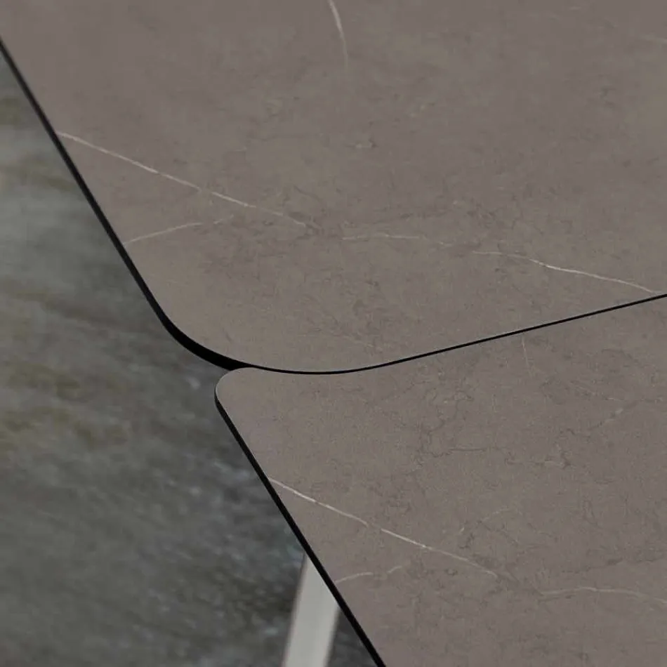 Tavolinë Kuzhine e Zgjatshme Deri në 280 cm Efekt Mermeri Prodhuar në Itali - Pinocchio Viadurini