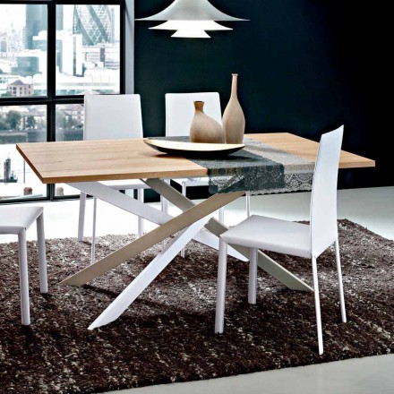 Tavolinë Kuzhine e Zgjatshme Deri në 280 cm në Dru Made in Italy - Carlino Viadurini