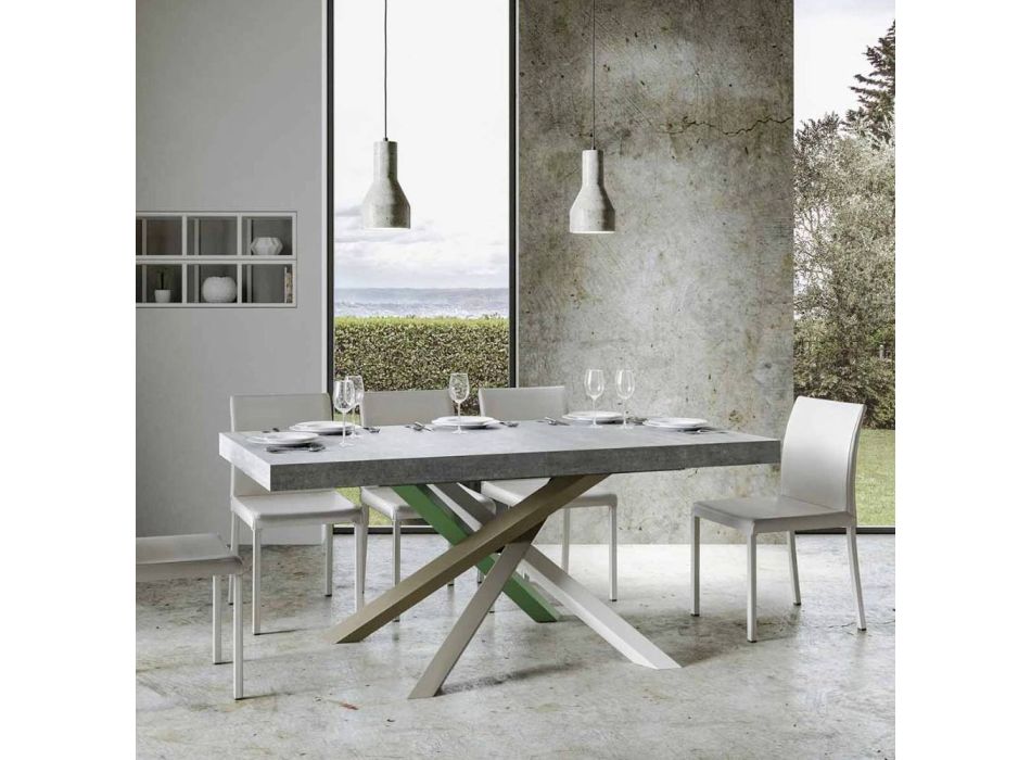 Tavolinë kuzhine e zgjerueshme deri në 440 cm në dru dhe hekur Prodhuar në Itali - Lennon Viadurini