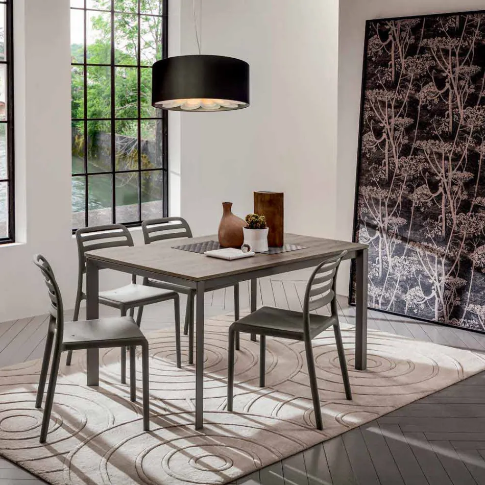 Tavolinë Kuzhine me Top Melamine dhe Bazë Metalike Prodhuar në Itali - Spilla Viadurini