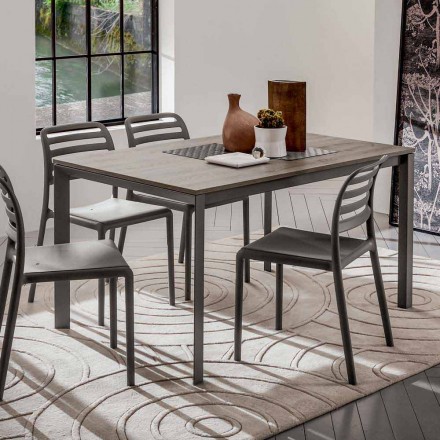 Tavolinë Kuzhine me Top Melamine dhe Bazë Metalike Prodhuar në Itali - Spilla Viadurini