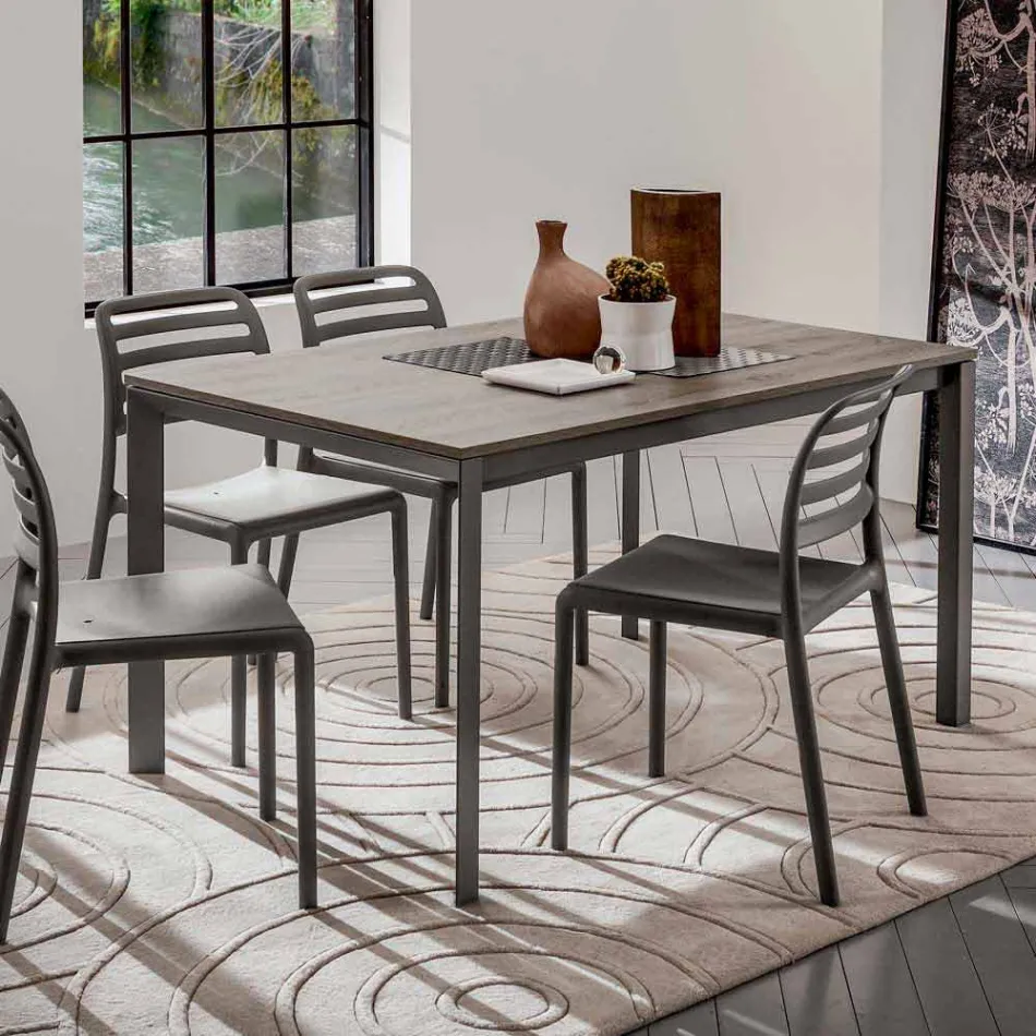 Tavolinë Kuzhine me Top Melamine dhe Bazë Metalike Prodhuar në Itali - Spilla Viadurini