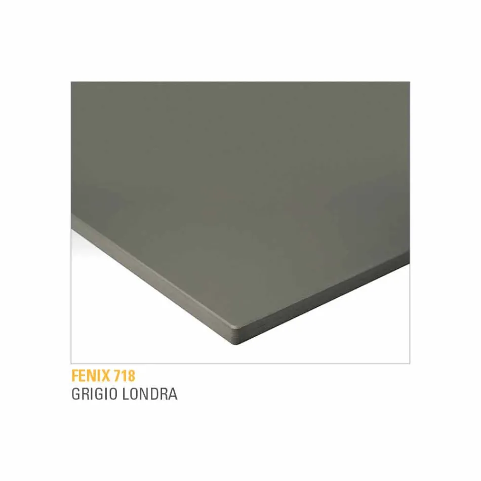 Tavolinë Kuzhine në Fenix të Laminuar dhe Alumini të Zi Prodhuar në Itali - Lingotto Viadurini