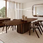 Tavolinë qelqi 300 cm me bazë metalike, dizajn i prodhuar në Itali - Lunaria Viadurini
