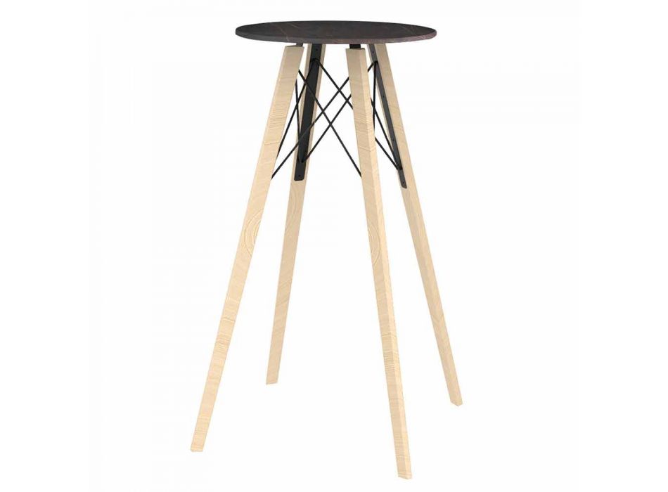 Tavolinë e rrumbullakët me shirita të lartë në efekt druri dhe mermeri 4 copë - Faz Wood nga Vondom Viadurini