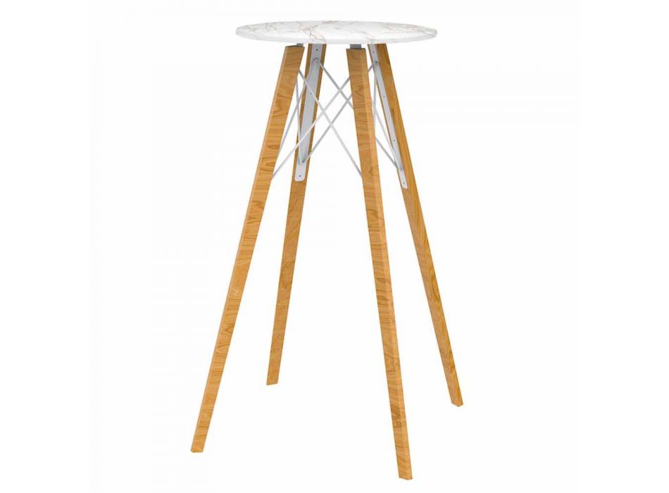Tavolinë e rrumbullakët me shirita të lartë në efekt druri dhe mermeri 4 copë - Faz Wood nga Vondom Viadurini