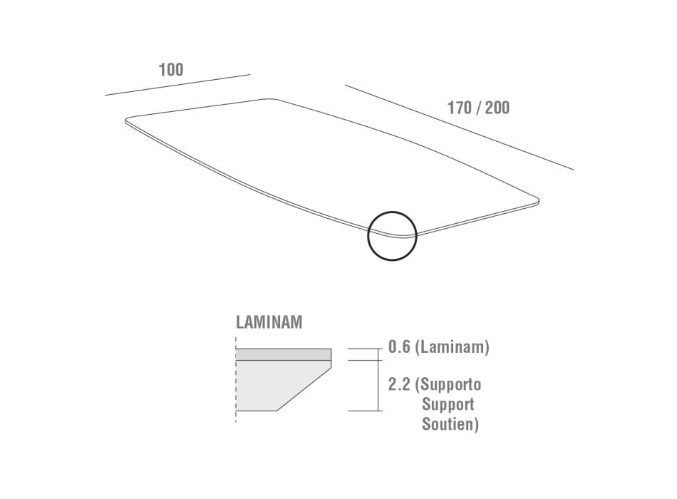 Tavolinë Kuzhine me Top Laminam Made in Italy, Cilësi e Lartë - Lingotto Viadurini