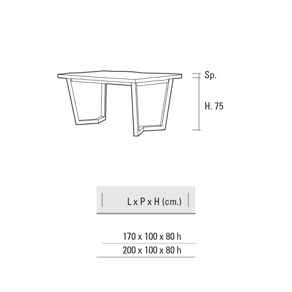 Tavolinë Kuzhine fikse metalike dhe majë prej druri Prodhuar në Itali - Bastiano Viadurini