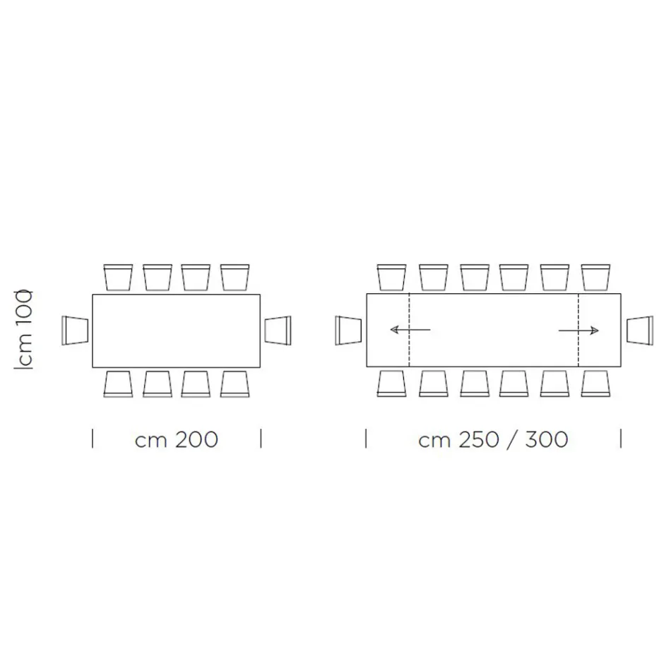 Tavolinë Kuzhine Fenix E zgjatur deri në 300 cm Prodhuar në Itali - Grotta Viadurini