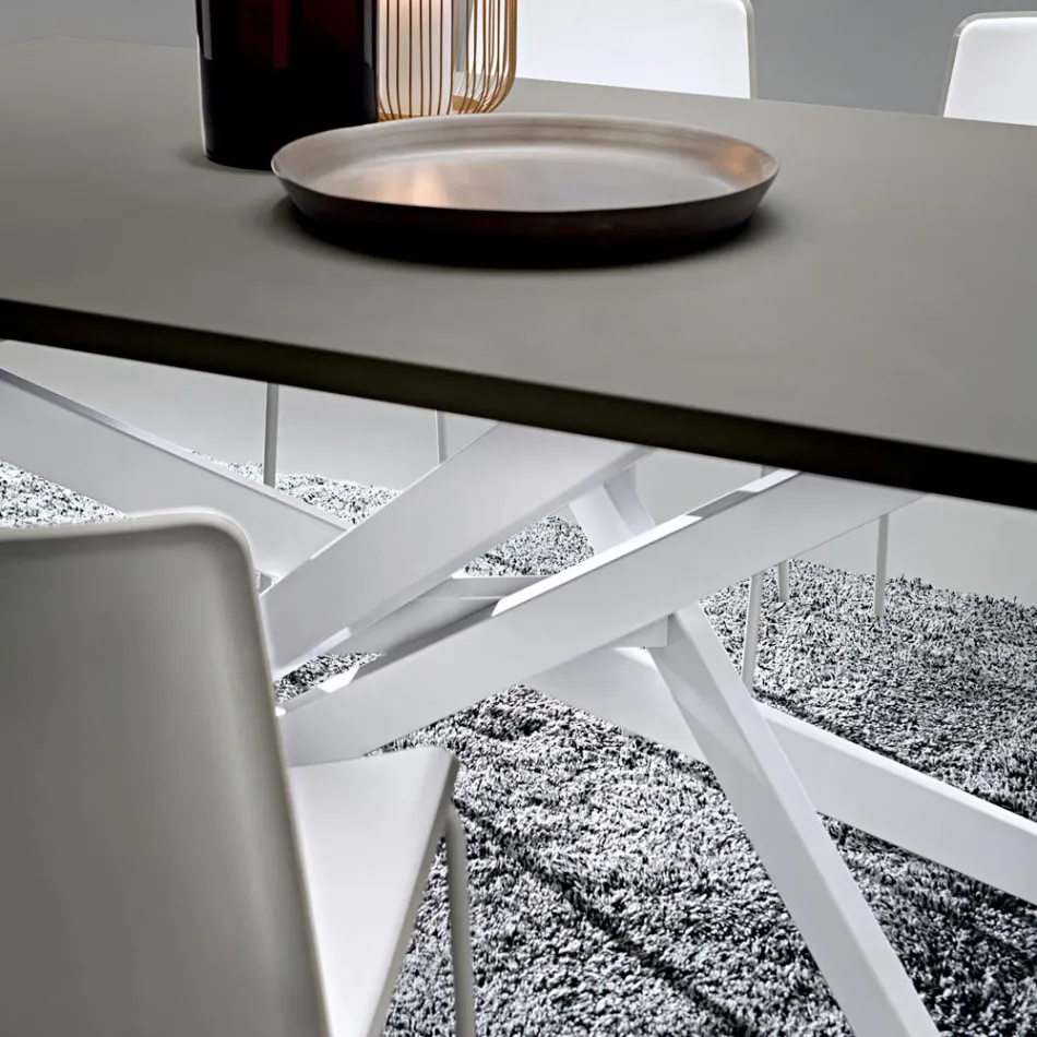 Tavolinë Kuzhine në Fenix dhe Metal të Bardhë të Cilësisë Prodhuar në Itali - Carlino Viadurini