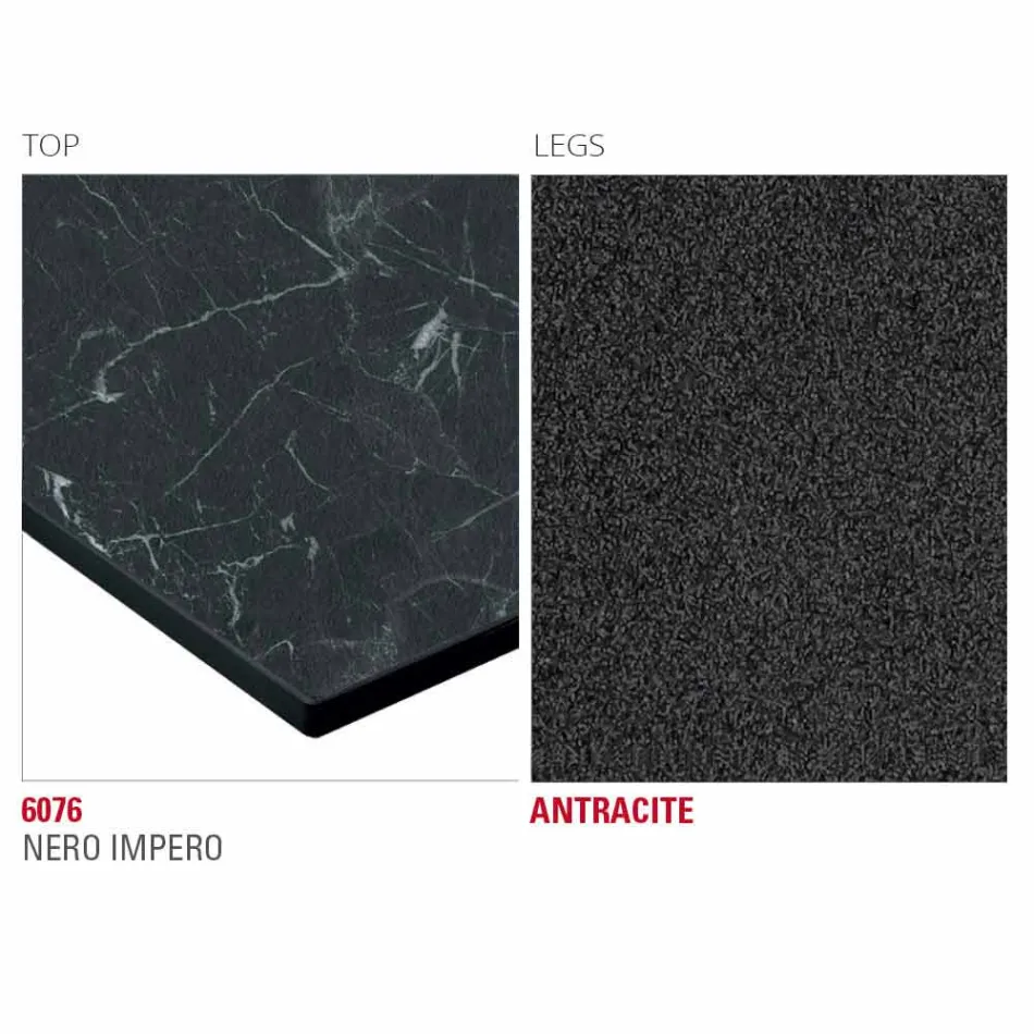 Tavolinë Kuzhine Hpl me Bazë Metal Antracit Prodhuar në Itali - Aresto Viadurini