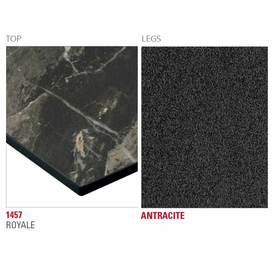 Tavolinë Kuzhine Hpl me Bazë Metal Antracit Prodhuar në Itali - Aresto Viadurini