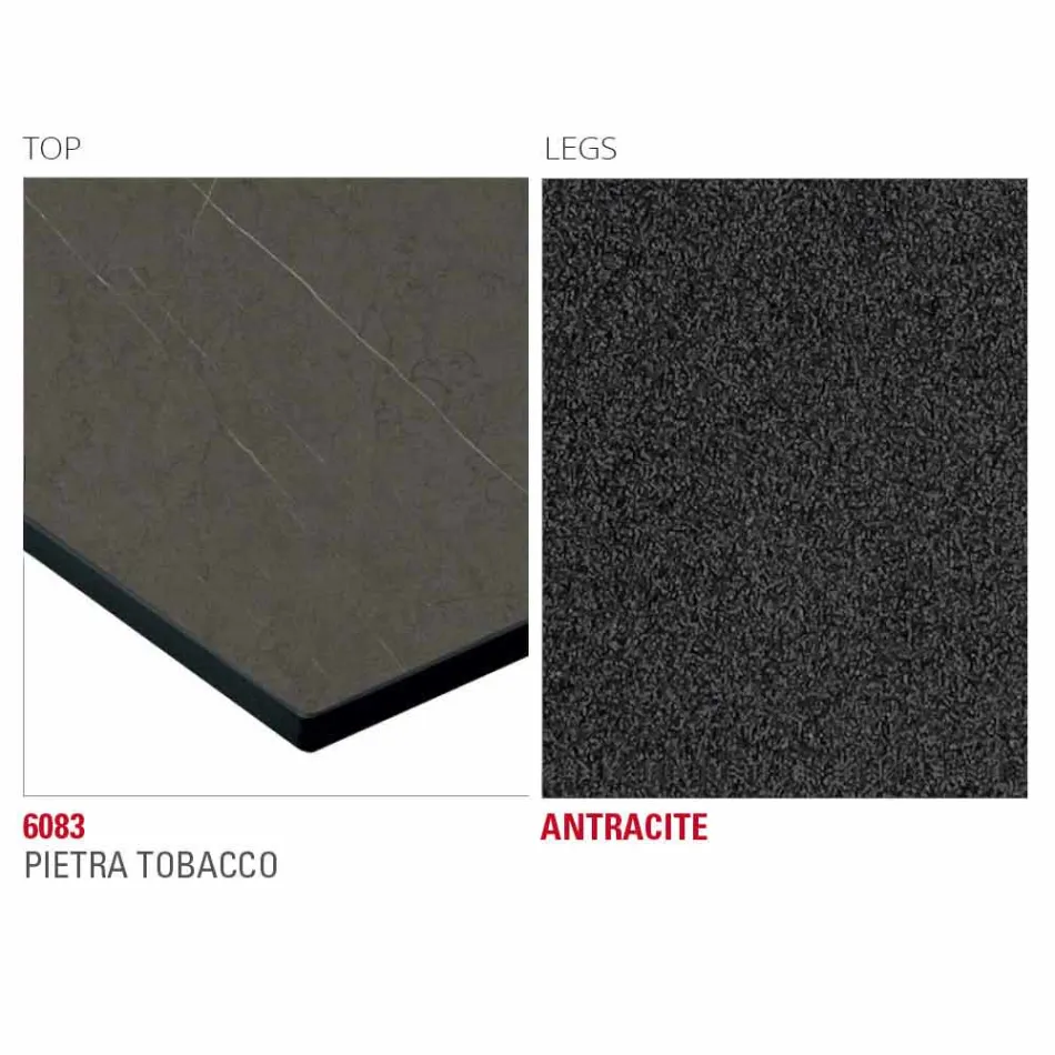 Tavolinë Kuzhine Hpl me Bazë Metal Antracit Prodhuar në Itali - Aresto Viadurini