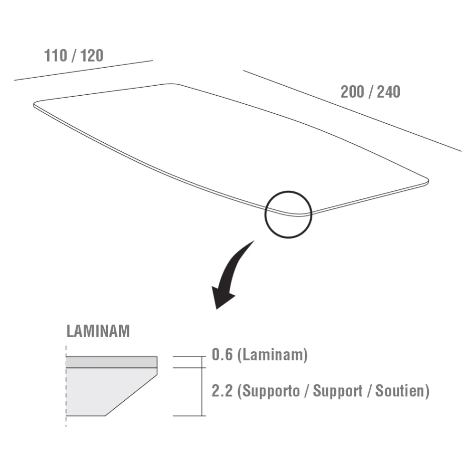 Tavolinë Kuzhine në Laminam me Strukturë Metal Prodhuar në Itali - Carlino Viadurini