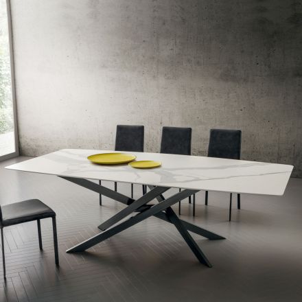Tavolinë Kuzhine në Laminam me Strukturë Metal Prodhuar në Itali - Carlino Viadurini