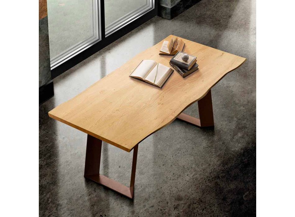 Tavolinë kuzhine në dru të ngurtë dhe metali të bërë në Itali, Flora Viadurini