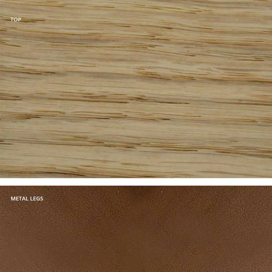 Tavolinë kuzhine në dru të ngurtë dhe metali të bërë në Itali, Flora Viadurini