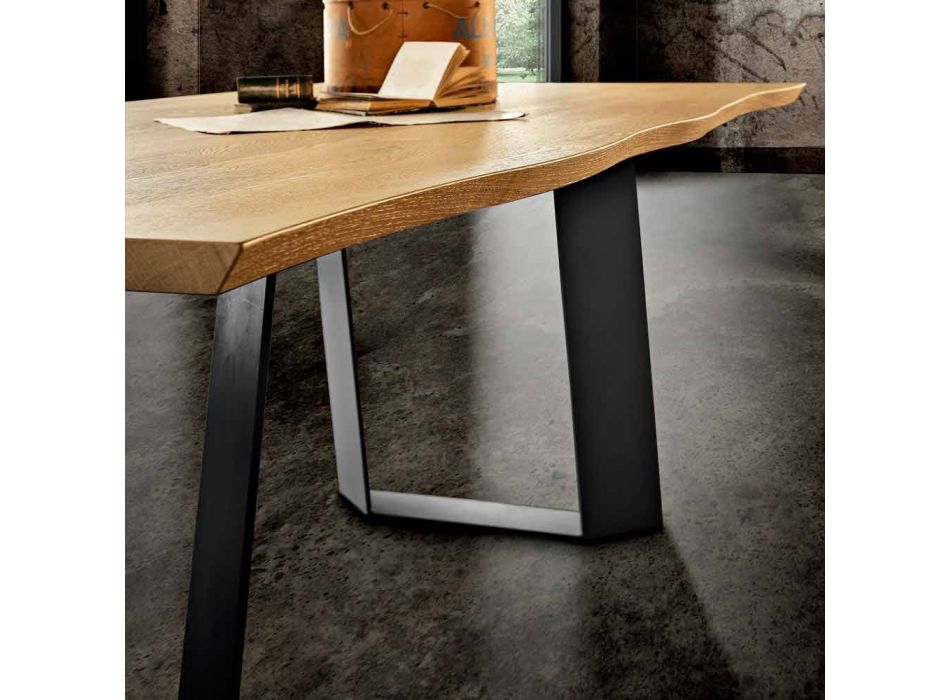 Tavolinë kuzhine në dru të ngurtë dhe metali të bërë në Itali, Flora Viadurini