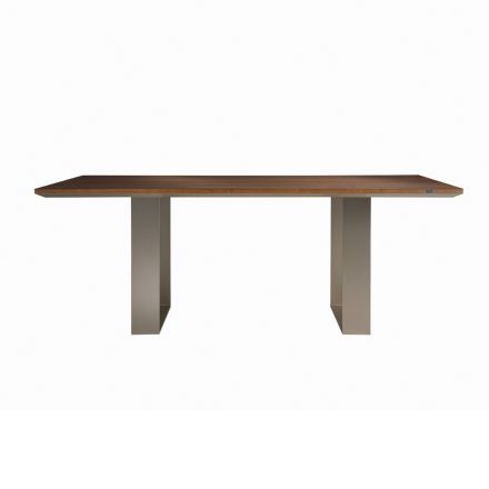 Tavolinë kuzhine me dru të fortë dhe këmbë hekuri Prodhuar në Itali - Pegasus Viadurini