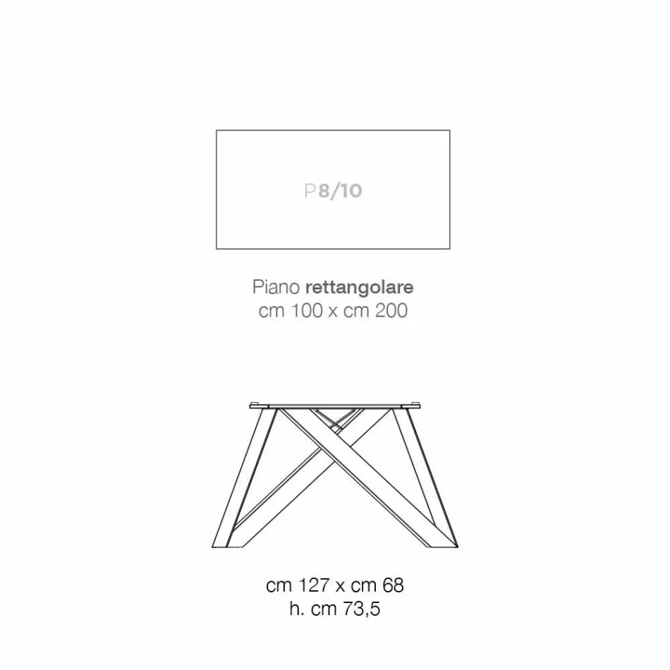 Tabela e kuzhinës në MDF dhe metali i bërë në Itali, Wilmer Viadurini