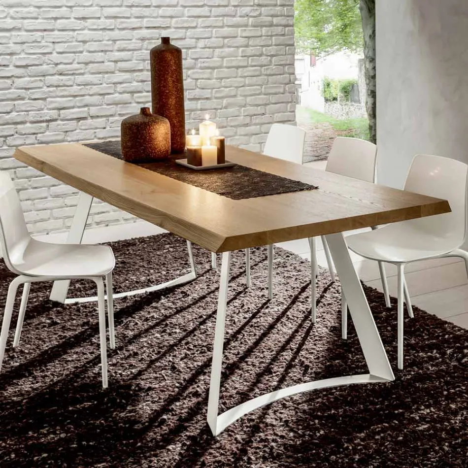 Tavolinë kuzhine me dru të pastër me cilësi të lartë Prodhuar në Itali - Pinocchio Viadurini