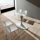 Tavolinë Luksoze Kuzhine në Xham të Kaltuar dhe Mermer Prodhuar në Itali - Brontolo Viadurini