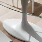 Tavolinë Luksoze Kuzhine në Xham të Kaltuar dhe Mermer Prodhuar në Itali - Brontolo Viadurini