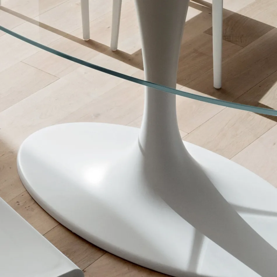 Tavolinë Luksoze Kuzhine në Xham të Kaltuar dhe Mermer Prodhuar në Itali - Brontolo Viadurini