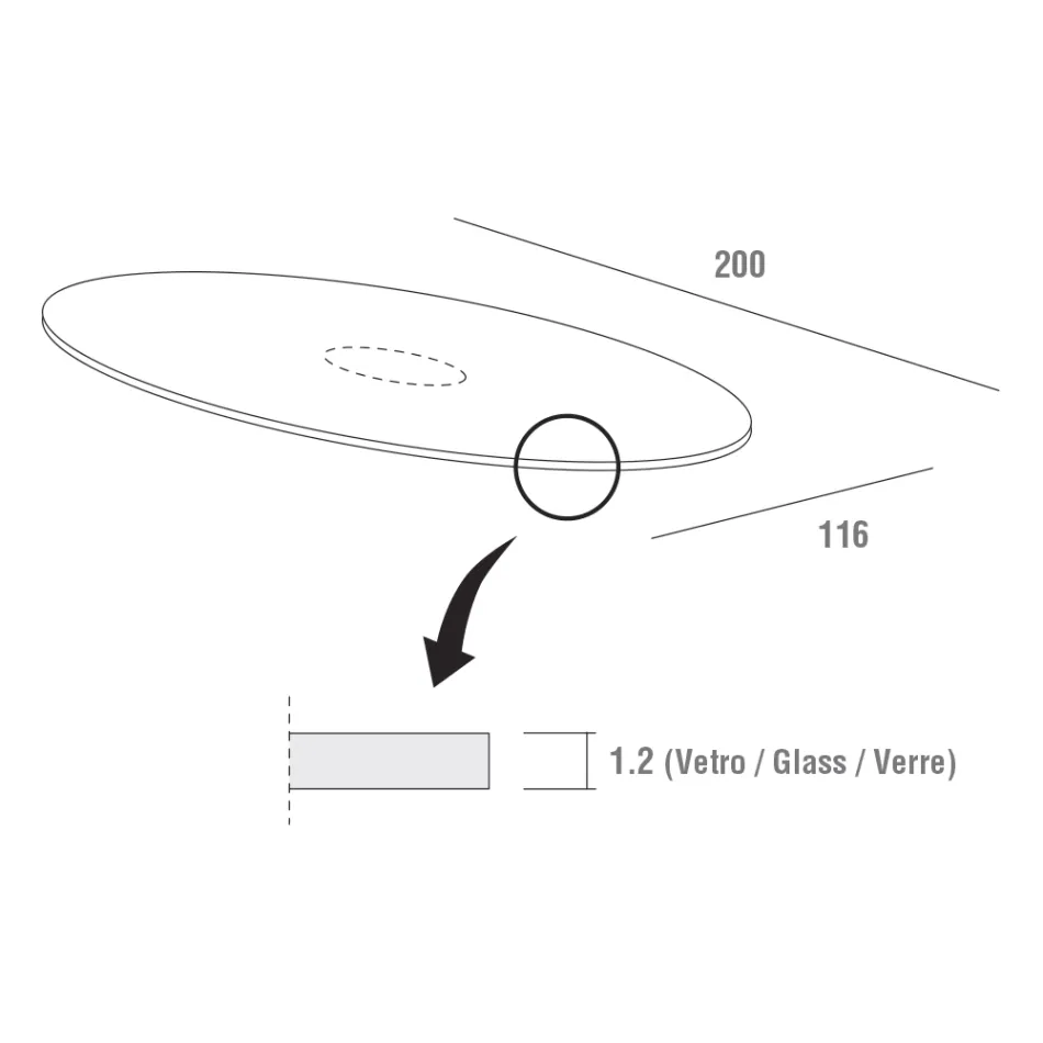 Tavolinë Luksoze Kuzhine në Xham të Kaltuar dhe Mermer Prodhuar në Itali - Brontolo Viadurini