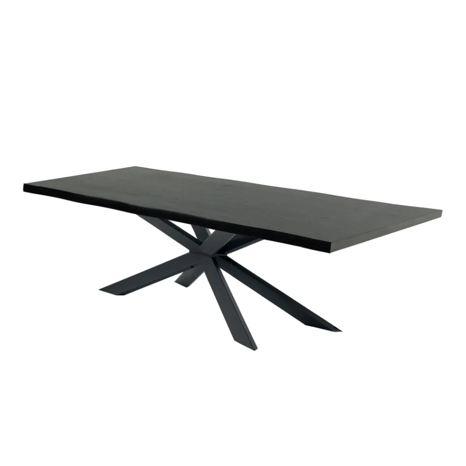 Tavolinë moderne kuzhine në dru dhe çelik të rimesuar Prodhuar në Itali - Grotta Viadurini