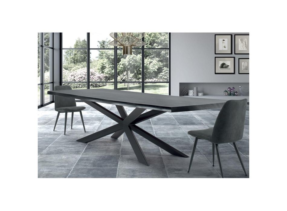 Tavolinë moderne kuzhine në dru dhe çelik të rimesuar Prodhuar në Itali - Grotta Viadurini